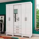 Guarda Roupa com Espelho, 6 Portas e 3 Gavetas B23 Briz - Branco