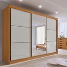 Guarda Roupa com Espelho Casal 3 Portas 6 Gavetas 100% MDF Miami Marrom/Cinamomo/Off White