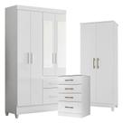 Guarda Roupa com Espelho Infantil Sobral com Cômoda MS913 e Armário Multiuso Jade Branco Brilho Moval