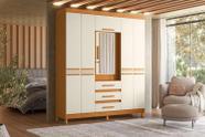 Guarda Roupa Com Espelho New Fusion Casal 6 Portas e 3 Gavetas - Cinamomo Off White - Albatroz