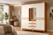 Guarda Roupa Com Espelho New Fusion Casal 6 Portas e 3 Gavetas - Cinamomo Off White - Albatroz