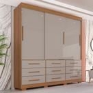 Guarda-Roupa com Pés Casal 3 Portas 9 Gavetas Luana Off White/Cinamomo/Off-White Guarda-Roupa com Pés Casal 3 Portas 9 Gavetas Luana Off White/Cinamomo/Off-White