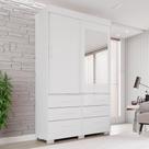 Guarda Roupa com Pés e Espelho 2 Portas 6 Gavetas Luana