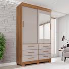 Guarda Roupa com Pés e Espelho 2 Portas 6 Gavetas Luana