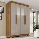 Guarda-Roupa com Pés e Espelho 4 Portas 3 Gavetas 100% MDF Veneza Off White/Cinamomo Guarda-Roupa com Pés e Espelho 4 Portas 3 Gavetas 100% MDF Veneza Off White/Cinamomo