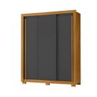 Guarda Roupa com Portas de Correr 3 Portas 2 Gavetas Saint 156cm Cinza/Carvalho Americano/Grafite