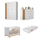 Guarda Roupa, Cômoda Ayla Em Mdf + Berço com colchão