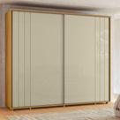 Guarda-roupa Dalí com escada 100% MDF ripado 2 portas e 8 gavetas - Cumaru Opala - Madetec