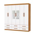 Guarda Roupa Dallas 6 Portas Com Espelho Central 6 Gavetas Carioca Moveis Cinamomo/neve