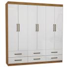 Guarda Roupa Dallas Casal 6 Portas 6 Gavetas Carioca Cor Cinamomo Branco