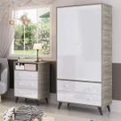 Guarda-Roupa de Bebê 2 Portas 2 Gavetas Retrô Bege/Fresno/Branco Guarda-Roupa de Bebê 2 Portas 2 Gavetas Retrô Bege/Fresno/Branco