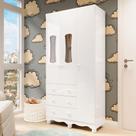 Guarda-Roupa de Bebê 2 Portas com Janela 3 Gavetas 100% MDF Lana Espresso Móveis Branco Brilho Guarda-Roupa de Bebê 2 Portas com Janela 3 Gavetas 100% MDF Lana Espresso Móveis Branco Brilho