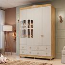 Guarda-roupa de Bebê 4 Portas com Janela e 4 Gavetas 156cm 100% MDF Maya Clássico Espresso Móveis Guarda-roupa de Bebê 4 Portas com Janela e 4 Gavetas 156cm 100% MDF Maya Clássico Espresso Móveis