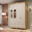 Guarda-roupa de Bebê 4 Portas com Janela e 4 Gavetas 156cm 100% MDF Maya Provençal Yescasa Guarda-roupa de Bebê 4 Portas com Janela e 4 Gavetas 156cm 100% MDF Maya Provençal Yescasa