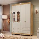 Guarda-roupa de Bebê 4 Portas e 4 Gavetas 156cm Mdf Maya Provençal Yescasa Off White/Amêndoa