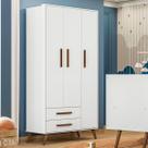 Guarda-Roupa de Bebê Encanto 3 Portas 2 Gavetas Branco Acetinado - Qmovi Guarda-Roupa de Bebê Encanto 3 Portas 2 Gavetas Branco Acetinado - Qmovi