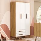 Guarda-Roupa de Bebê Encanto 3 Portas 2 Gavetas Freijó/Branco Acetinado - Qmovi