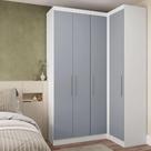 Guarda Roupa De Canto 2 Peças 4 Portas Alpes Luciane Móveis Branco Pf-grey Sky Pf