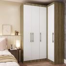 Guarda Roupa De Canto 2 Peças 4 Portas Paris Luciane Móveis Avelã Pf-branco Pf