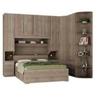 Guarda-Roupa de Canto com Cama Baú Queen-Size e Cantoneira 1219 Castanho