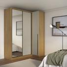 Guarda Roupa de Canto Porta de Correr com Espelho 3 Portas MDF Altezza Trend Belmax