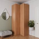 Guarda Roupa de Canto Reto Modular com 3 Prateleiras 2 Gavetas Hera CabeCasa MadeiraOriginals Louro