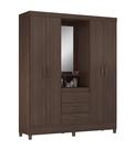Guarda Roupa de Casal 4 Portas Diamante Café Touch c/ Espelho - Bela Móveis