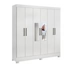 Guarda Roupa De Casal 6 Portas Plaza c/ Espelho Branco - Mercado dos Móveis Guarda Roupa De Casal 6 Portas Plaza c/ Espelho Branco - Mercado dos Móveis