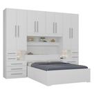 Guarda-roupa de Casal com Cama Bau Queen Size Embutida 1223 Branco
