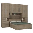 Guarda-roupa de Casal com Cama Bau Queen Size Embutida 1223 Castanho