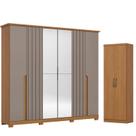 Guarda Roupa de Casal com Espelho 06 Portas 06 Gavetas Napoli B308 Cinamomo Avelã com Armário Multiuso Margarida Cinamomo - Henn