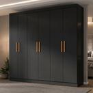 Guarda-Roupa de Casal em MDP com 6 Portas e 2 Gavetas Slim