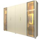 Guarda Roupa de Casal Gelius Innova 6 portas com 2 portas de vidro reflecta 4 gavetas com pés e LED OFF White