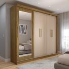 Guarda-Roupa de Casal Miami 5 Portas 4 Gavetas com Espelho Carvalho/Macadamia - Panorama Móveis