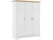 Guarda-Roupa de Casal Retrô 3 Portas Édez Moscow, Branco Nevada/Pinus