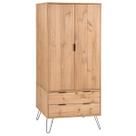 Guarda Roupa de Madeira com 2 Portas e 2 Gavetas na cor Marrom Antique Augusta