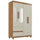 Guarda-Roupa de Solteiro Madri 4 Portas 2 Gavetas Com Espelho Cinamomo/Off