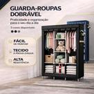 Guarda Roupa de Tecido Armário Dobrável 3 Portas Portátil com 8 Prateleiras -