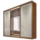 Guarda Roupa Diamond Casal com Espelho 3 Portas 8 Gavetas Novo Horizonte Cor Cumaru Fendy