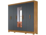 Guarda Roupa Diplomata 236cm 8 Portas Freijo Cinza com Espelho Moval