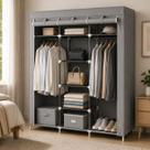 Guarda Roupa Dobrável 3 Portas Zíper Impermeável Cabideiro Sapateira Metal 16mm 165cm Quarto Closet Lavanderia Apartamento Portátil