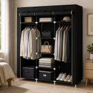 Guarda Roupa Dobrável 3 Portas Zíper Impermeável Cabideiro Sapateira Metal 16mm 165cm Quarto Closet Lavanderia Apartamento Portátil