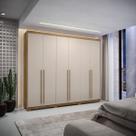 Guarda-Roupa Dubai Majestic 6 Portas 6 Gavetas com Maleiro interno Nature/Fendi 100% MDF - Vila Rica