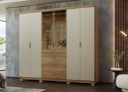 Guarda-Roupa Dubai Ouro 235cm MDF c/ Vidro Reflecta - Nature/Fendi Vila Rica