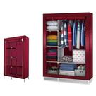 Guarda roupa duplo cabideiro 5 prateleiras compacto vermelho