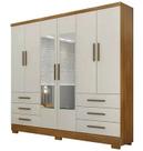 Guarda Roupa Encant 6 Portas Com Espelho Cumaru Fendi Novo Horizonte