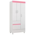 Guarda Roupa Flex 3 Portas 2 Gavetas Wind D02 Branco/Rosa/Branco - Mpozenato Guarda Roupa Flex 3 Portas 2 Gavetas Wind D02 Branco/Rosa/Branco - Mpozenato