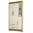 Guarda Roupa Flocos Infantil 3 Portas 2 Gavetas Tigus Cor Branco Ipe