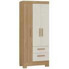 Guarda Roupa Fortaleza 3 Portas 2 Gavetas Solteiro Atualle Cor Canelato Rústico 3d Natura Off White