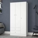 Guarda-Roupa Gandu 91cm 3 Portas 2 Gavetas Branco